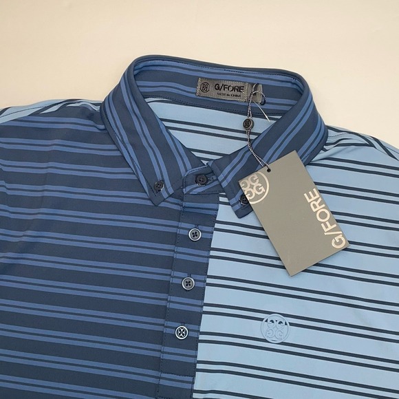 G/FORE | Shirts | New Gfore Split Stripe Contrast Tech Jersey Golf Polo ...